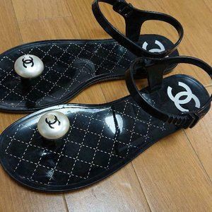 Chanel CC Logo Pass Jelly Slingback Shoes Size36
